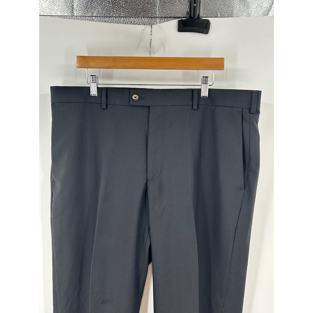 Perry Ellis Portfolio Mens Black Dress Pants Flat Front Trousers 38x32 - Picture 2 of 7